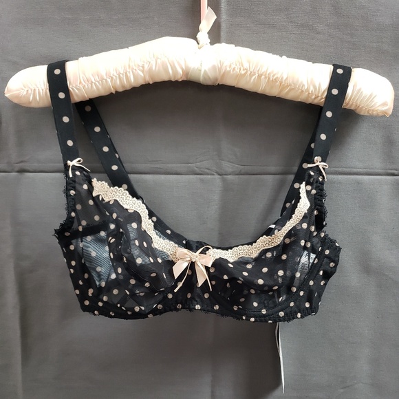 Freya Patsy Plunge Black w/ Beige Dots UK 28F - Picture 1 of 3